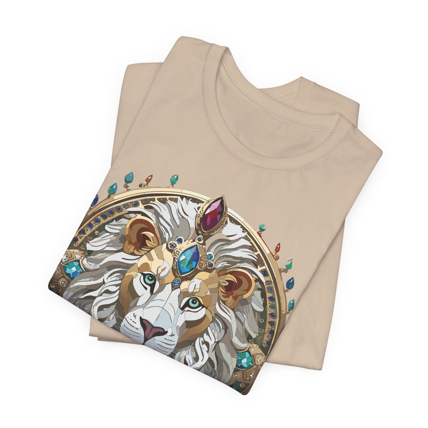 Unisex Lion Graphic Tee, Animal Shirt, Tee Shirt with Lion, Medallion T-Shirt, Animal Medallion Tees