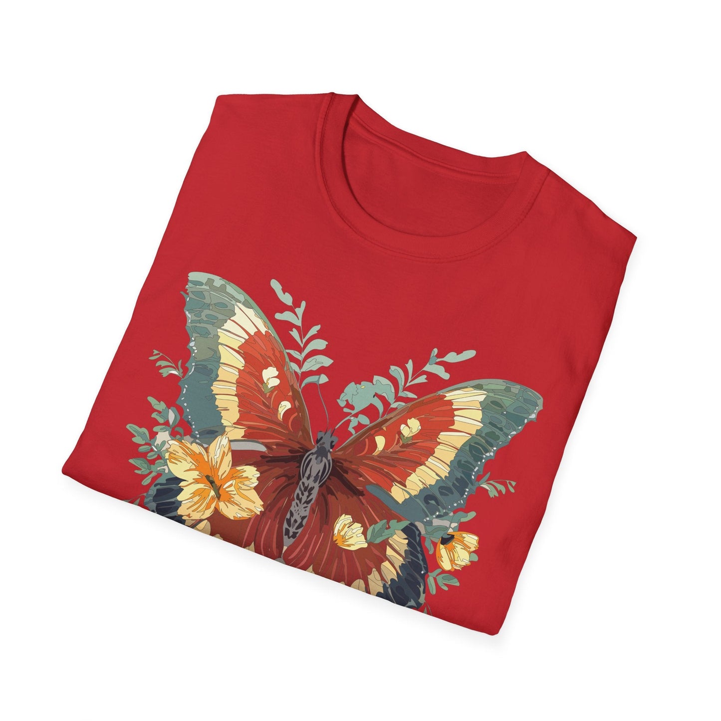 Butterfly T Shirt Unisex Gildan Softstyle 64000 Comfort Monarch Design 100 Percent Cotton