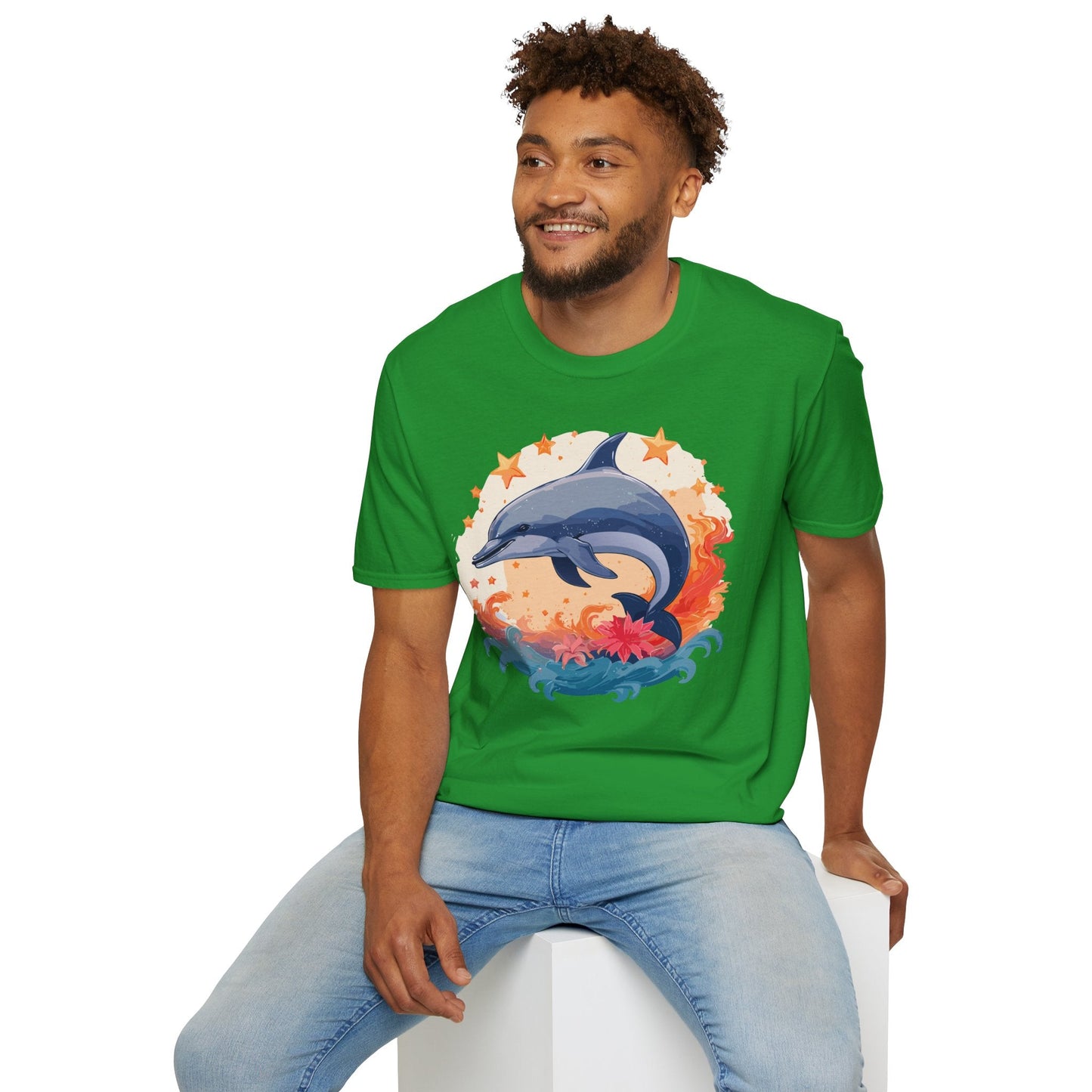 Dolphin Shirt Unisex Tee Gildan Softstyle 64000 100 Percent Ring Spun Cotton Comfort Wear