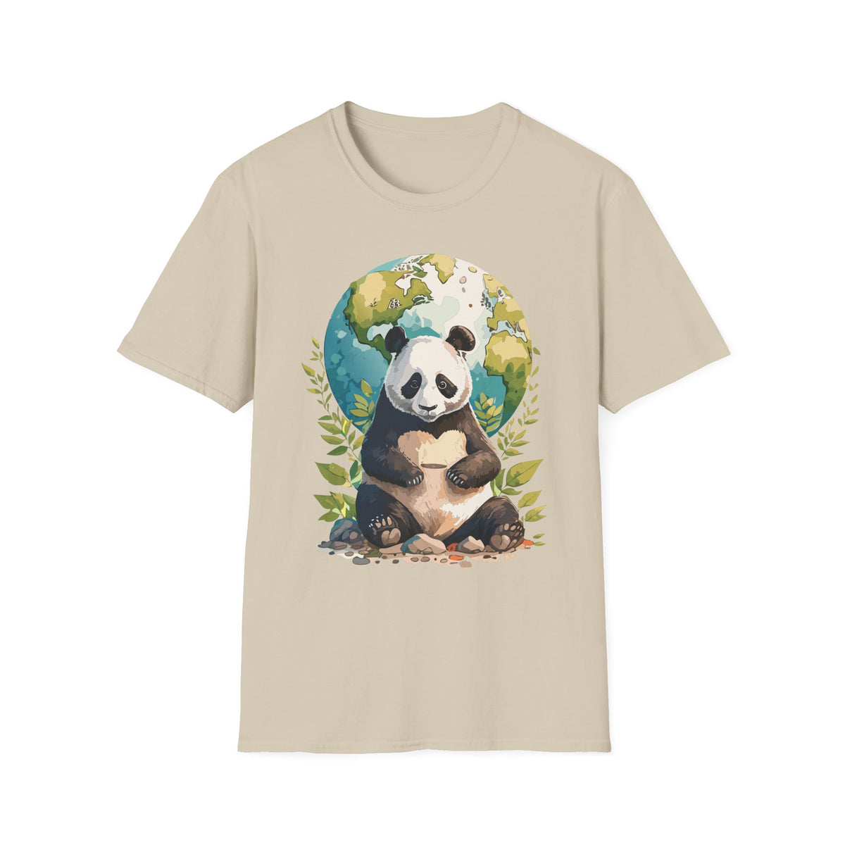 Panda Earth Illustration T-Shirt | Cute Panda Globe Tee