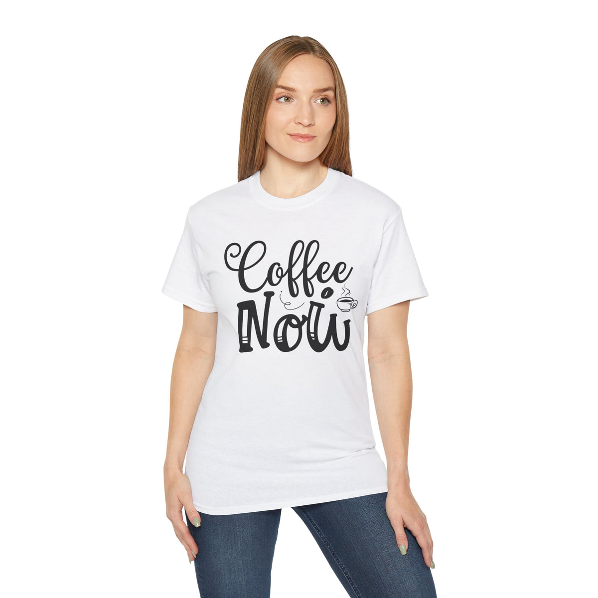 Coffee Now T-Shirt | Coffee Typography Tee, Morning Caffeine Shirt