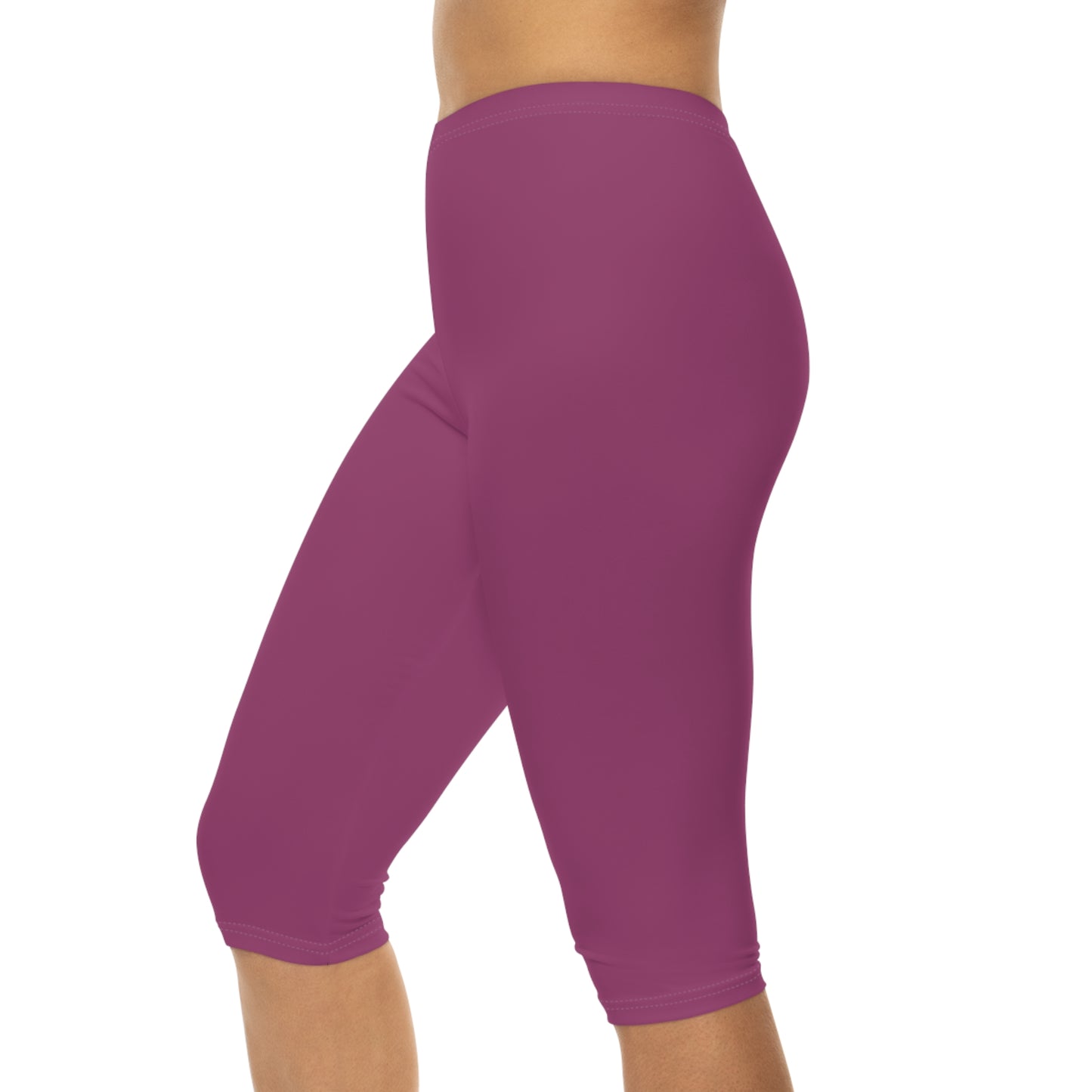 Berry Blush Color Women's Brushed Suede Poly Span Casual Capri Leggings XS-2XL