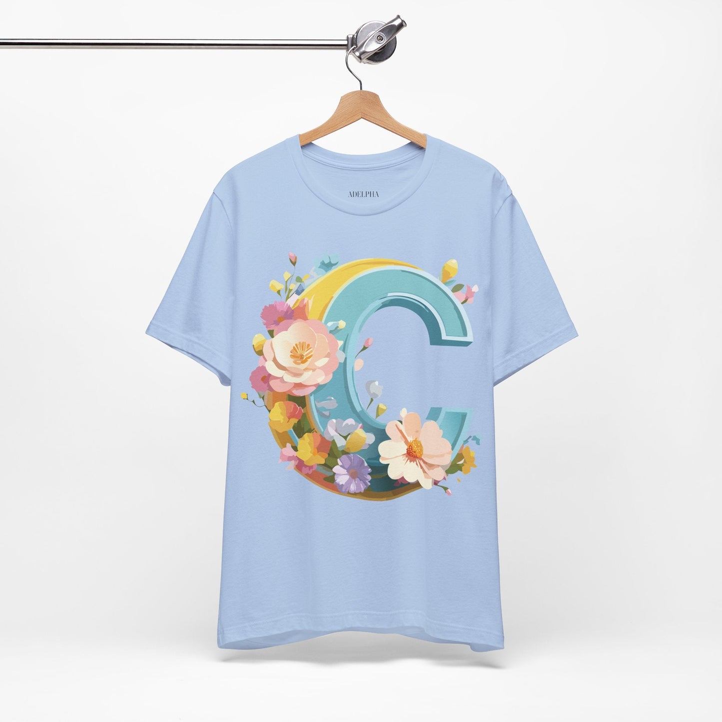 Letter C Shirt Graphic Tee Unisex Vintage Art Design Tee Adelpha Premium Short Sleeve