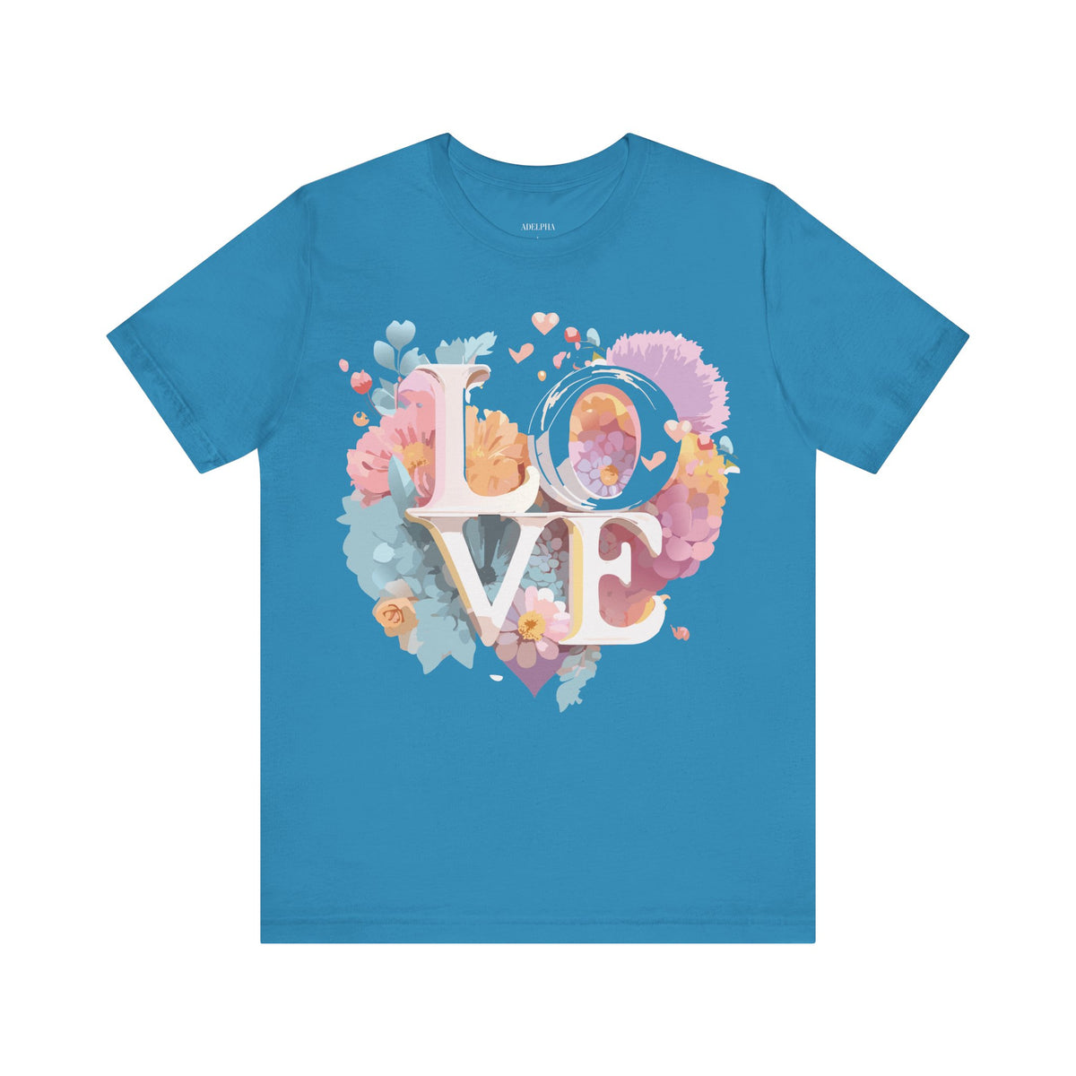 Valentine's Day Graphic Unisex Cotton Bella+Canvas Tee with Floral Art Design d123