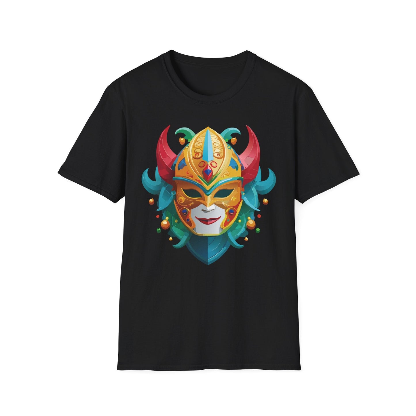 Unisex Mask Tee Shirt Softstyle Gildan 64000 Cotton Tee Masquerade Design Artwork