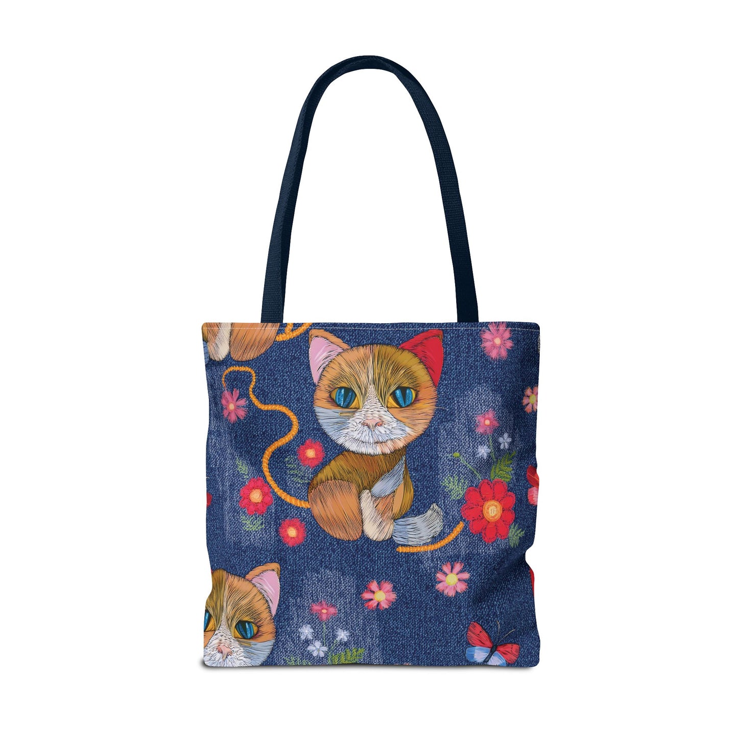 Denim Fabric Imitation Print Unisex Canvas Bag Poly Spun 3 Sizes Tote Bag 190-12