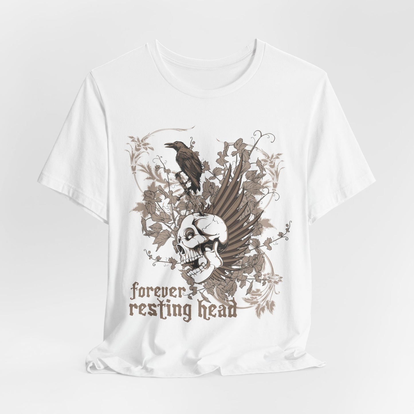 Forever Resting Head Tee, Edgy Graphic Shirt, Music T-Shirt, Gothic Tees, Skull Shirt, Art Design Tee, Skull Graphic Top