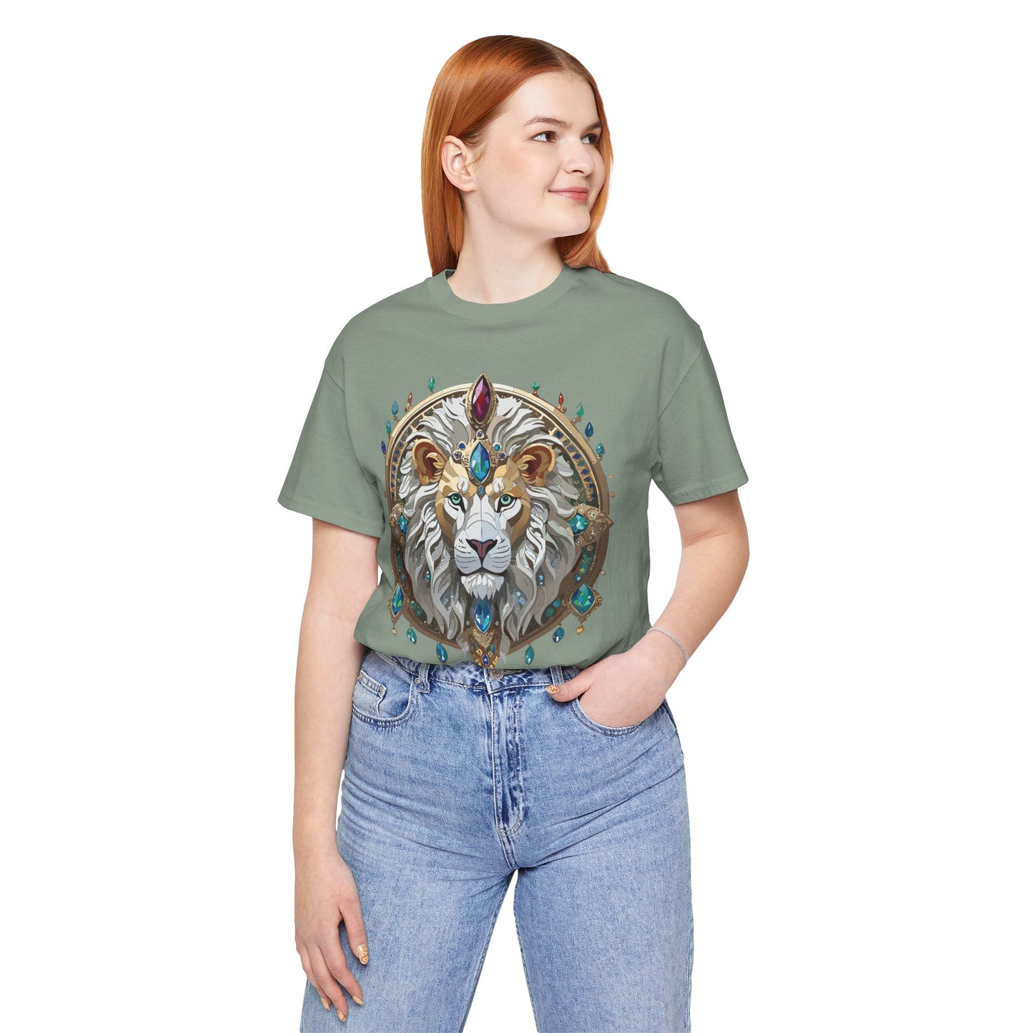 Unisex Lion Graphic Tee, Animal Shirt, Tee Shirt with Lion, Medallion T-Shirt, Animal Medallion Tees