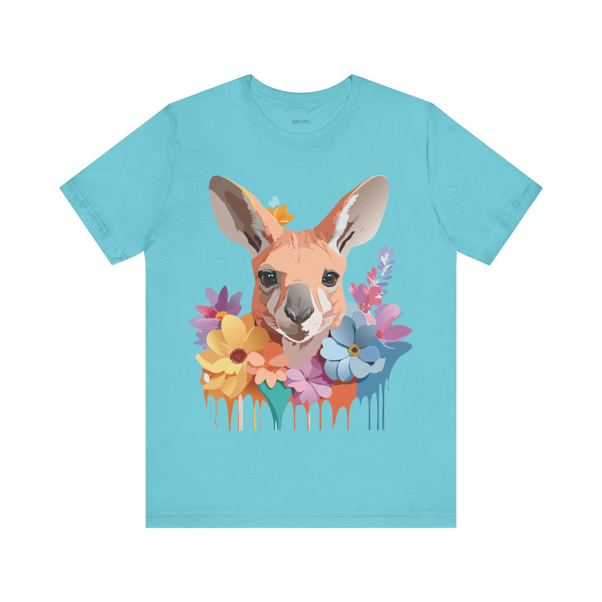 Kangaroo Graphic Unisex Cotton Bella+Canvas Tee with Art Animal Design e38