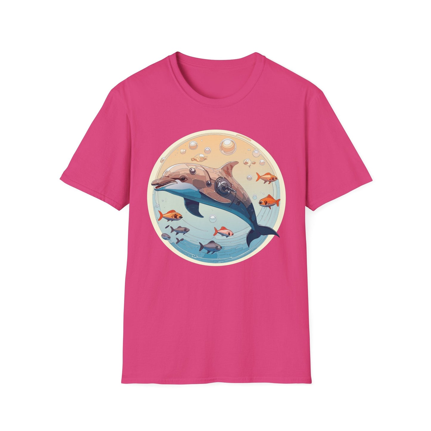 Dolphin Shirt Unisex Softstyle Tee 100 Percent Ring Spun Cotton Breathable Gildan 64000