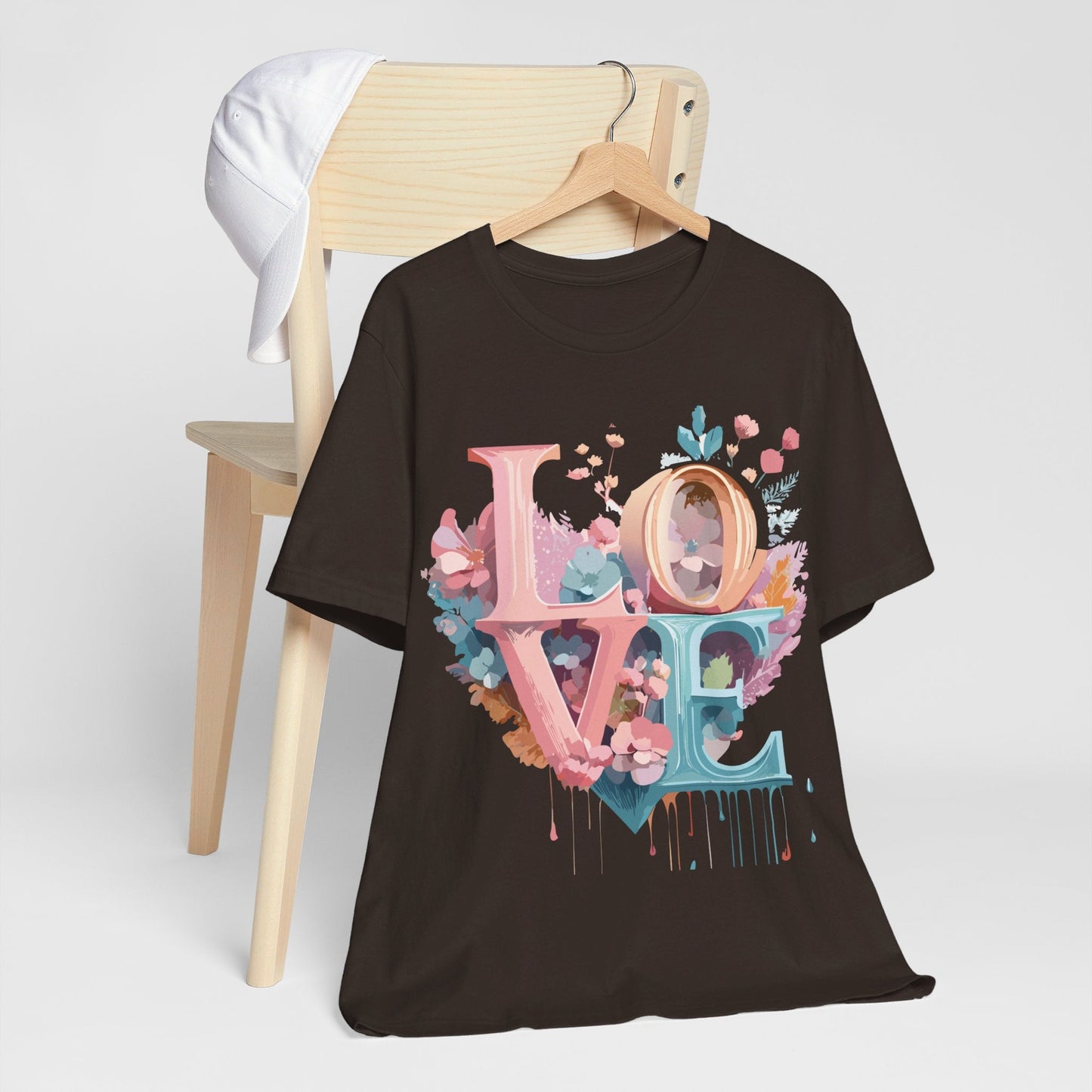 Valentine Day Graphic Unisex 100 Cotton Vintage Artwork with Love and Flower Design Tee 52