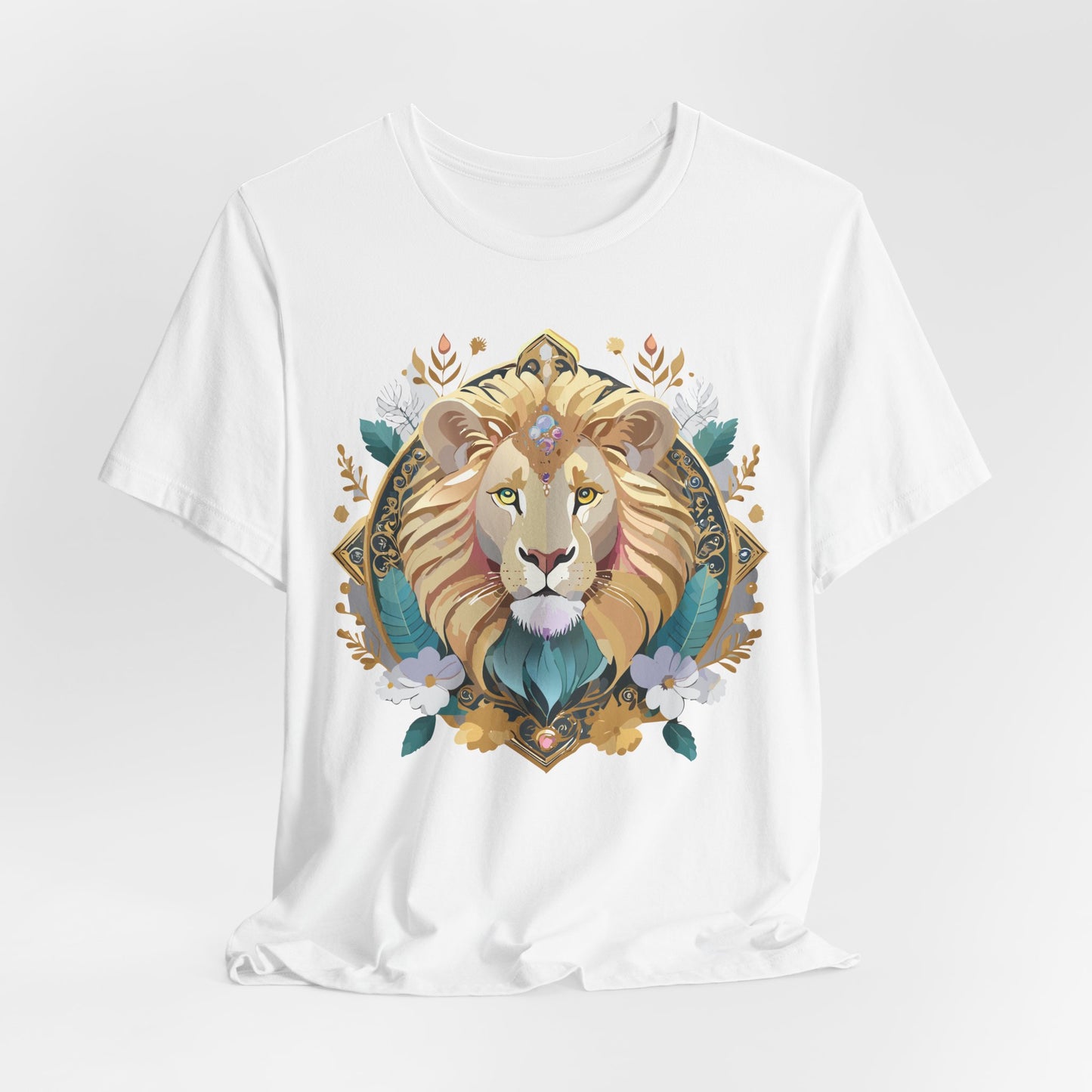 Unisex Lion Graphic Tee, Animal Shirt, Tee Shirt with Lion, Medallion T-Shirt, Animal Medallion Tees 2