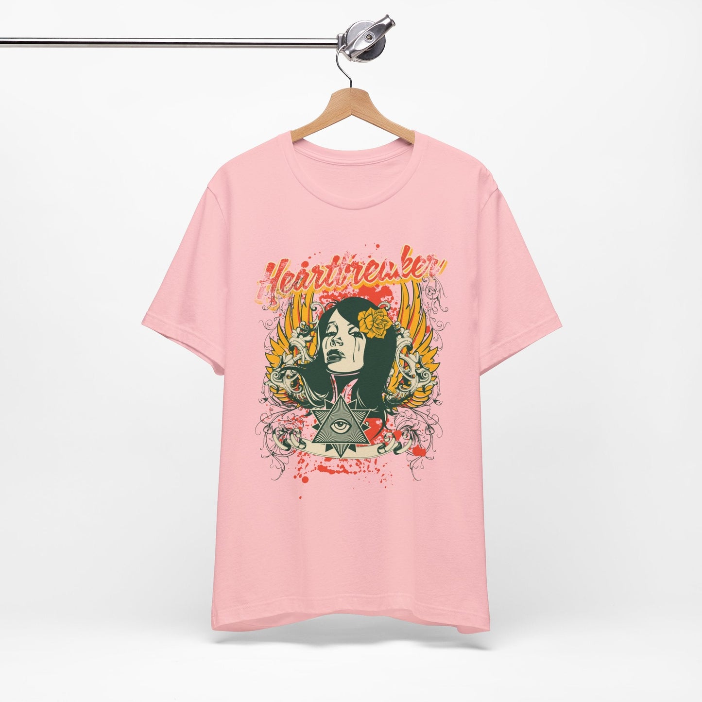 Heartbreaker Illustration Tee Retro Femme Portrait Floral Skull Graphic T-Shirt