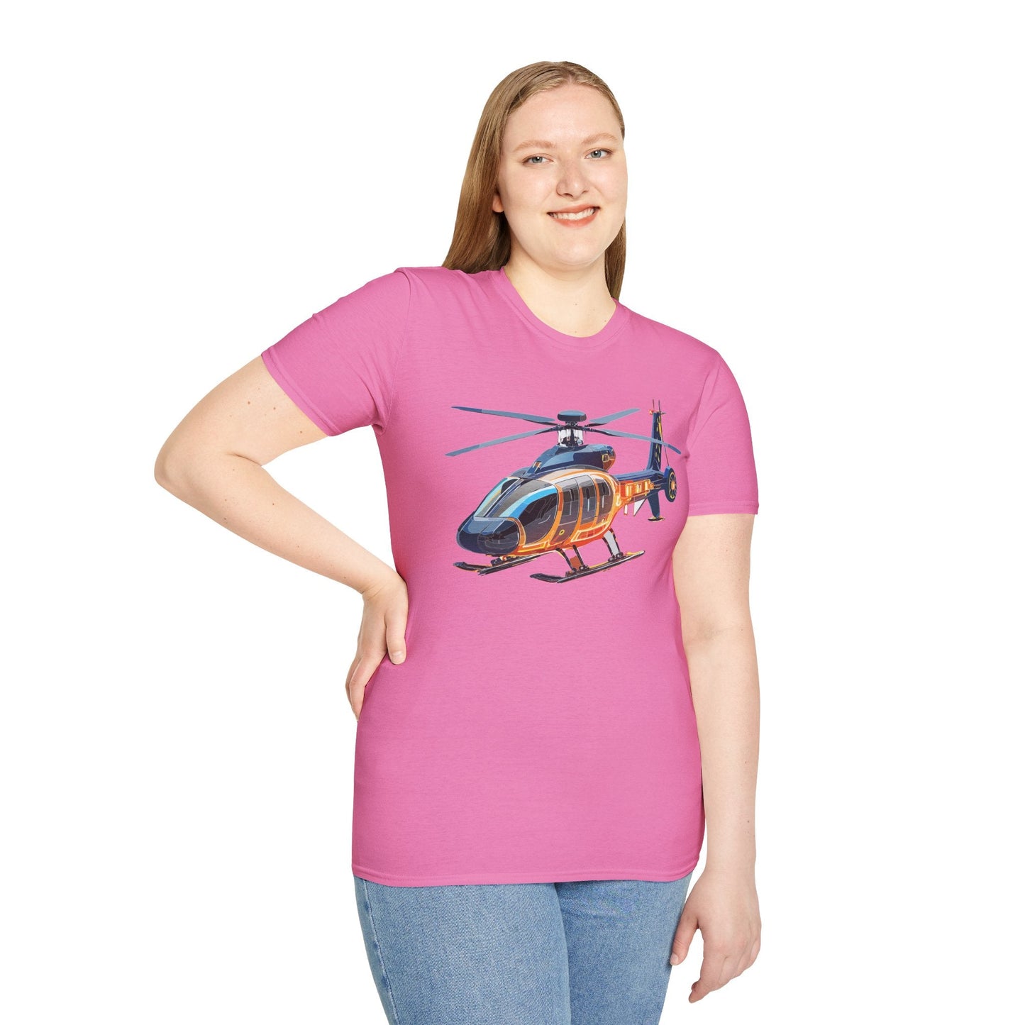 Unisex Helicopter Graphic T Shirt Softstyle 64000 Short Sleeve Chopper Tee For Everyday Comfort