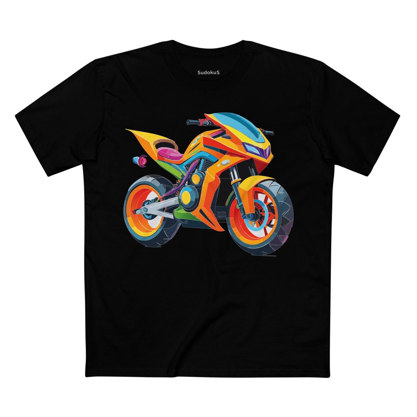 Moto Bike Graphic Unisex 100 Cotton Staple Tee 3