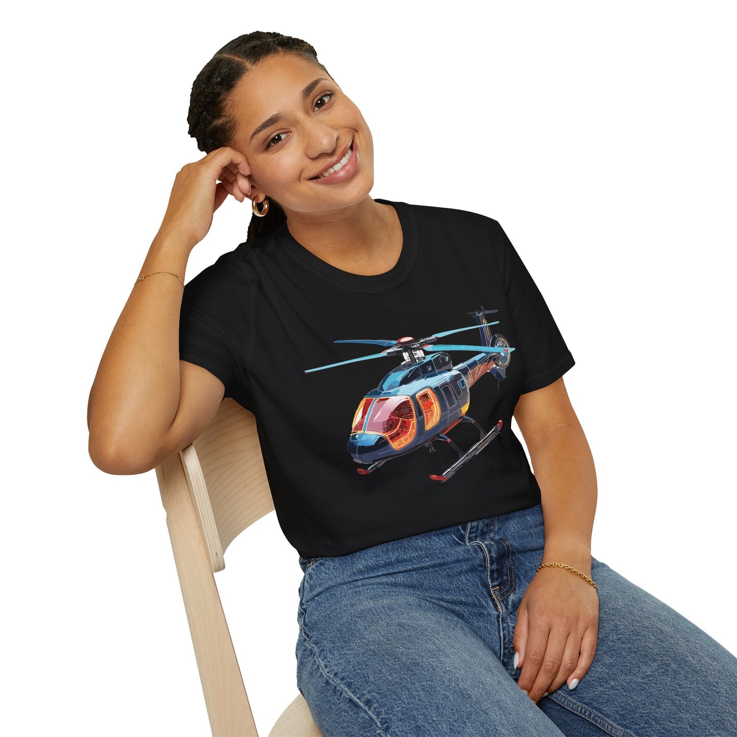 Chopper Helicopter Graphic Unisex Cotton Softstyle Short Sleeve Tee 6