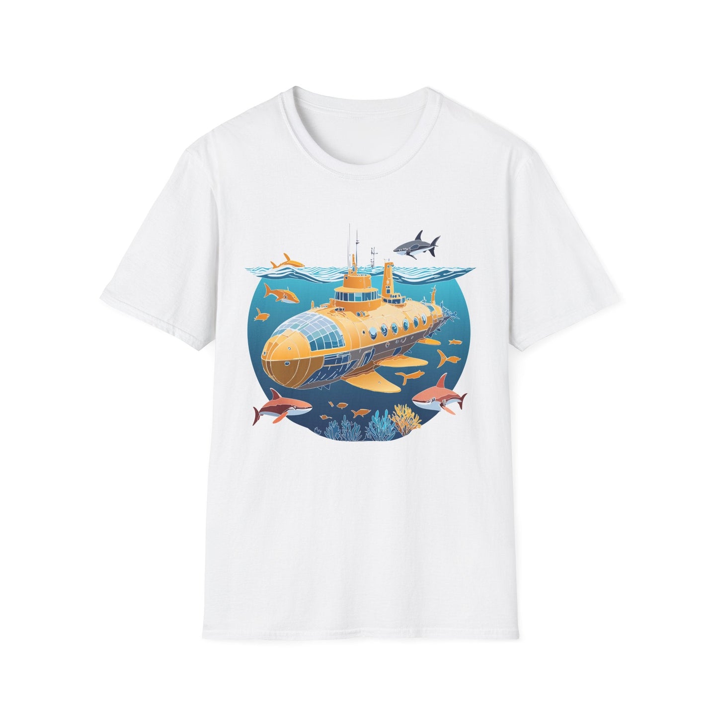 Ocean Themed Unisex Softstyle T Shirt 100 Percent Ring Spun Cotton U Boat Design Tee Everyday