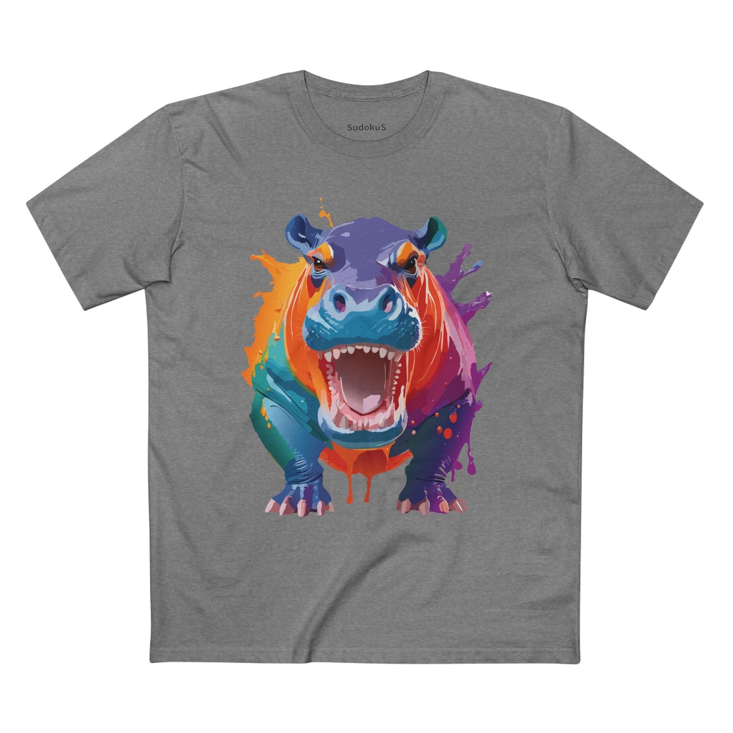 Hippo Graphic Unisex 100 Cotton Staple Tee with Animal Design Artwork 5