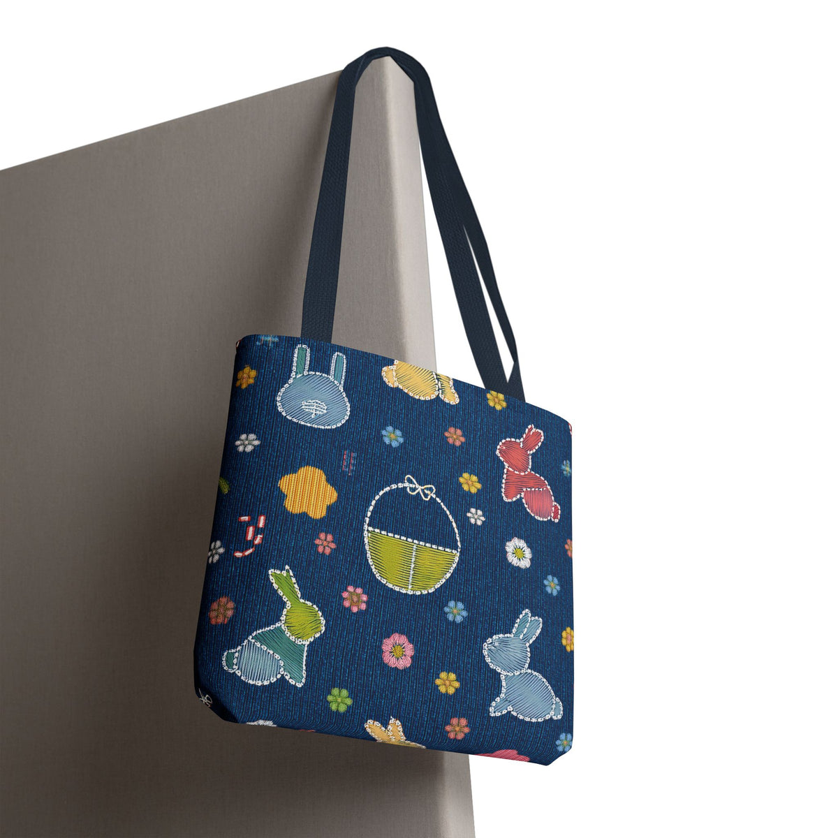 Easter Graphic Design Denim Fabric Imitation Print Unisex Canvas Bag Poly Spun 3 Sizes Tote Bag 204-8