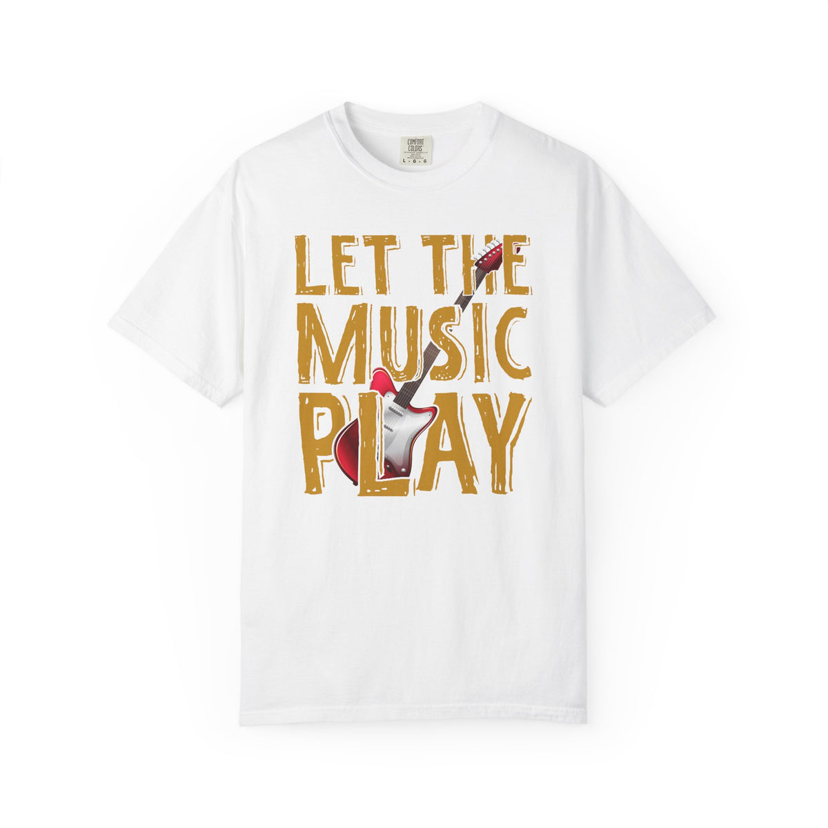 Let The Music Play Guitar T-shirt Music Typography Unisex Cotton Tee Comfort Colors 002
