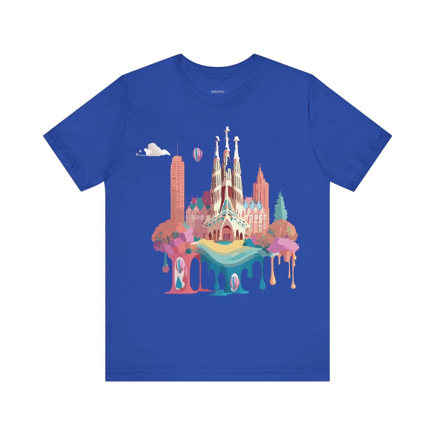 Adelpha Barcelona Themed Graphic Tee Unisex Short Sleeve Art Design For Everyday Comfort