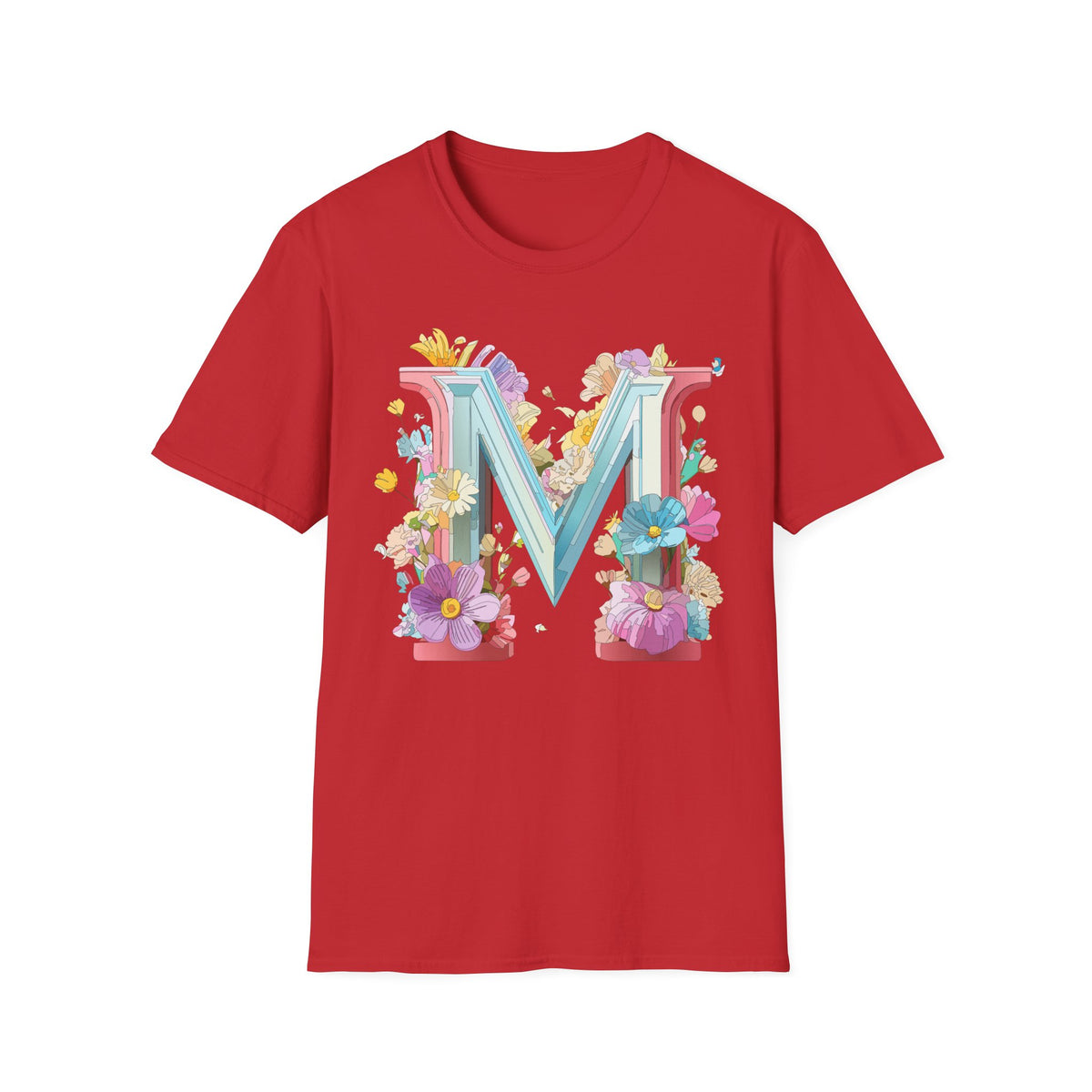 Floral Letter M T-Shirt | Monogram Initial Graphic Tee