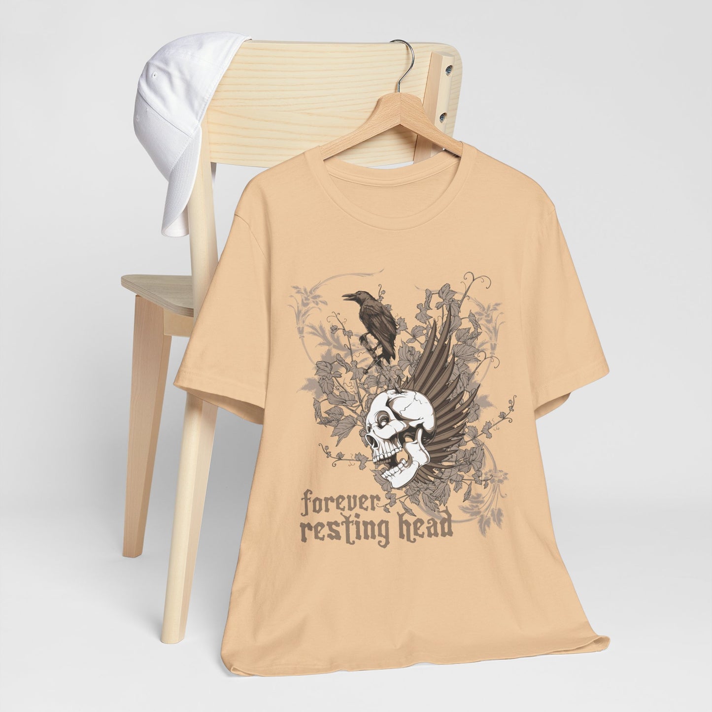 Forever Resting Head Tee, Edgy Graphic Shirt, Music T-Shirt, Gothic Tees, Skull Shirt, Art Design Tee, Skull Graphic Top