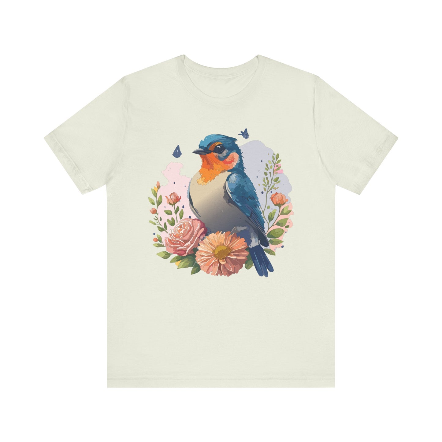 Floral Bird Tee, Animal Shirt, Bird Shirt, Floral Tee, Flower T-shirt, T-Shirt with Animal