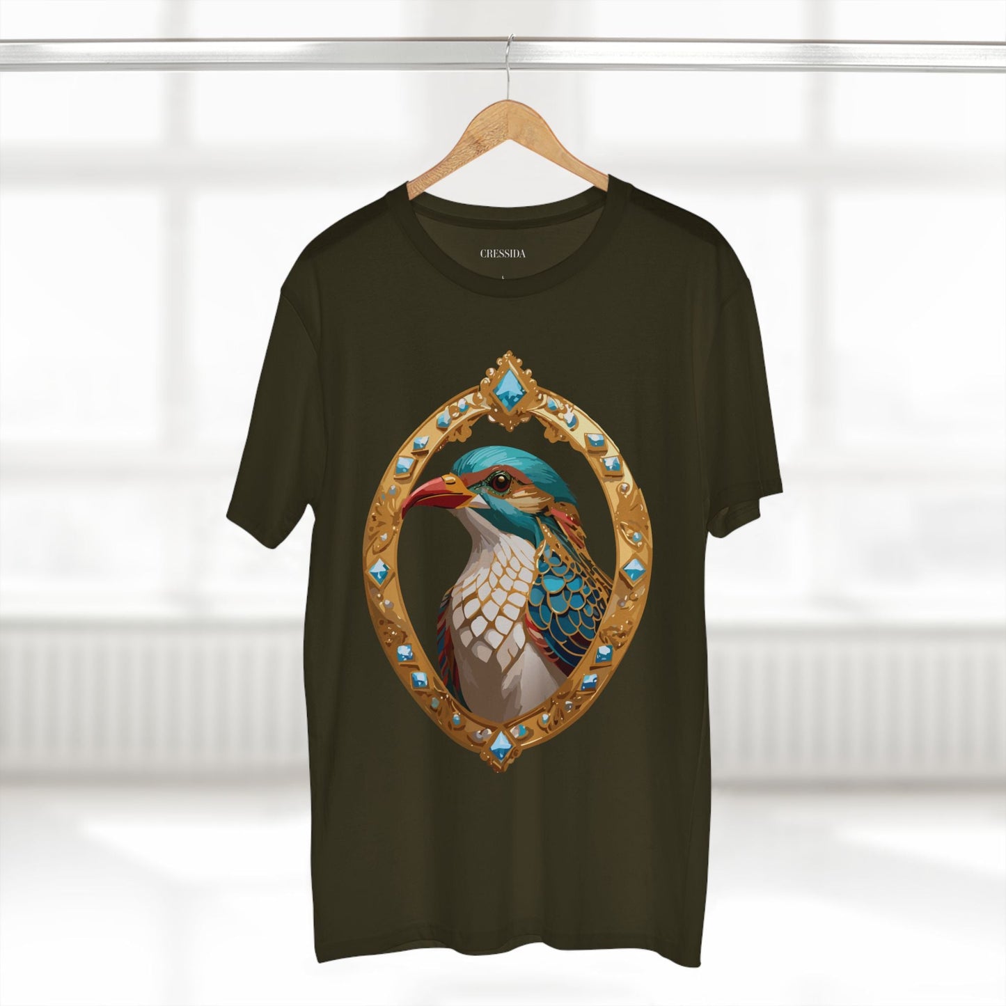 Bird Graphic Unisex 100 Cotton Tee With Unique Animal Golden Medallion Art Design 22