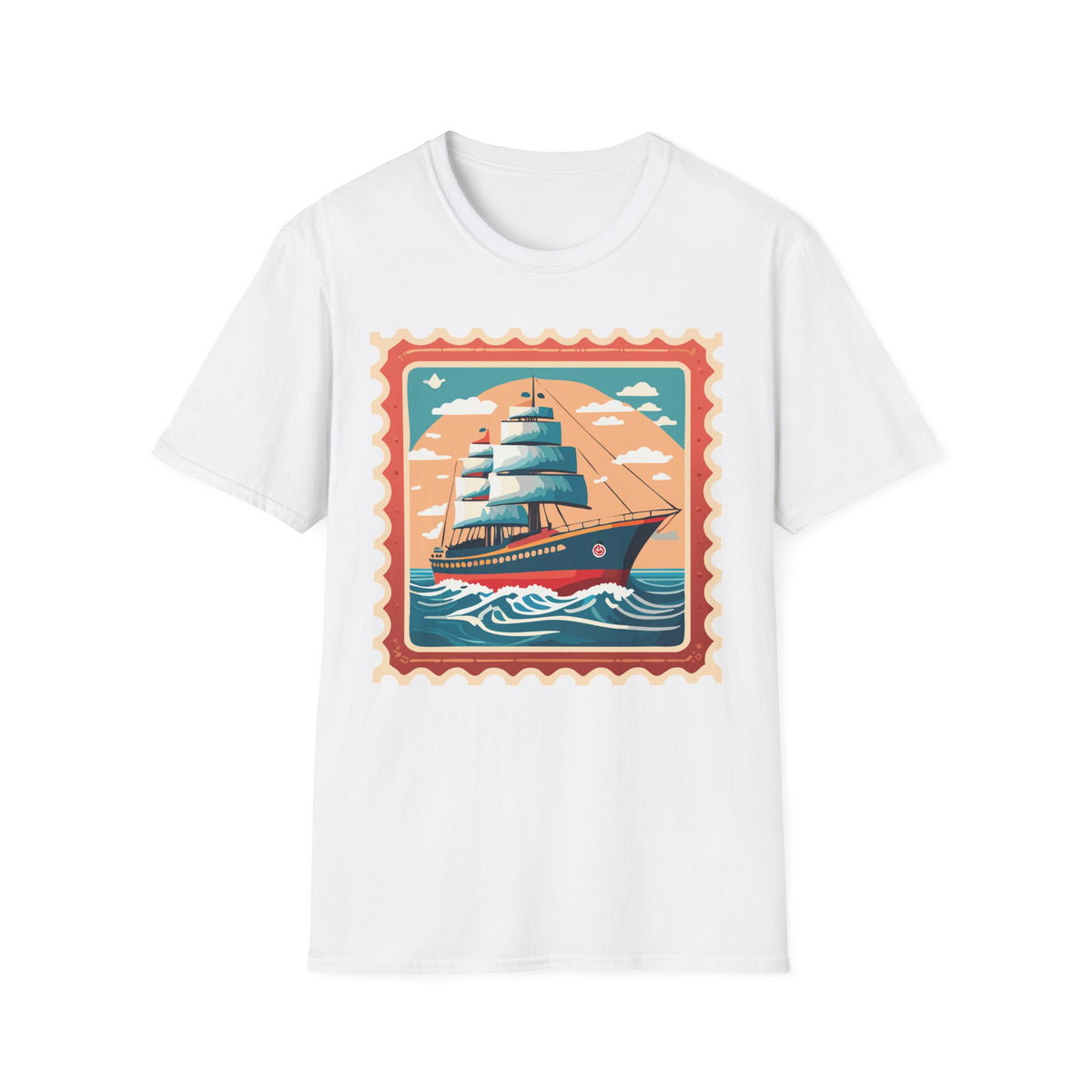 Vintage Sailing Ship T-Shirt | Retro Ocean Stamp Graphic Tee