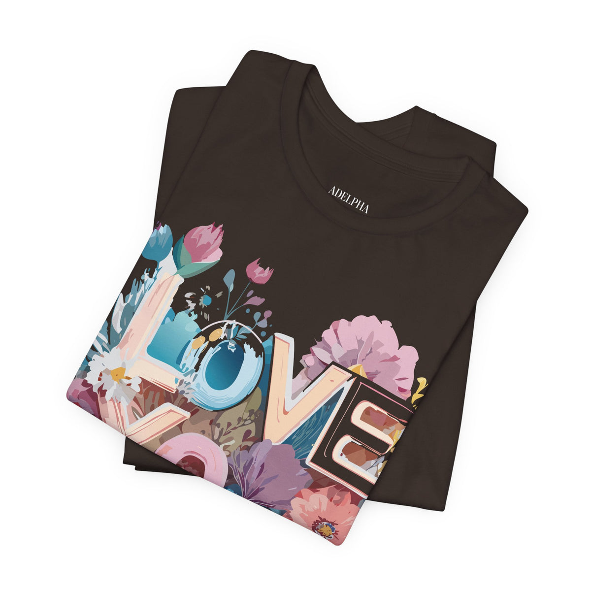 Valentine's Day Graphic Unisex Cotton Bella+Canvas Tee with Floral Art Design d127