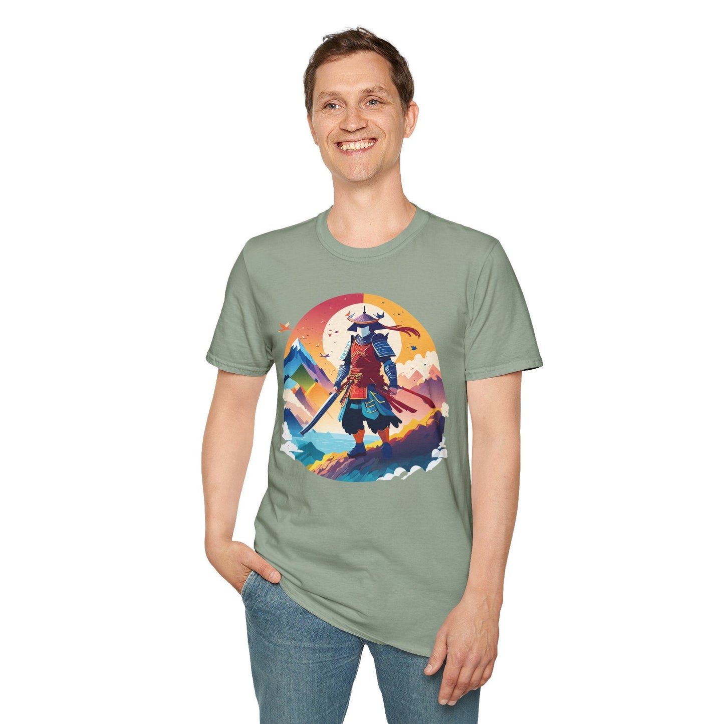 Samurai T Shirt Unisex Softstyle Gildan 64000 100 Percent Ring Spun Cotton Tee For Everyday Wear
