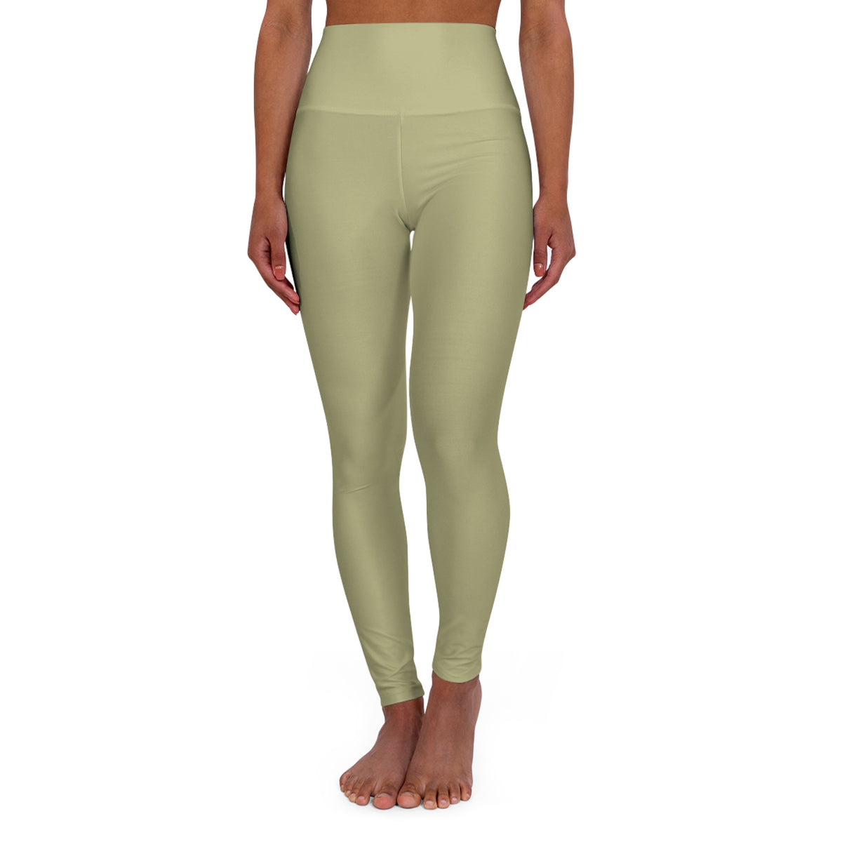 Dry Sage Color High-Waist Yoga Leggings Women's Seamless Poly-Span Stretchy Pants XS-2XL