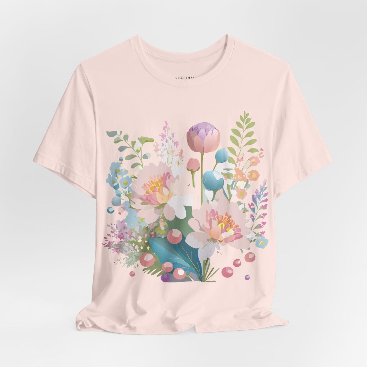 Floral Graphic Unisex Cotton Bella+Canvas Tee with Flowers Art Design n123