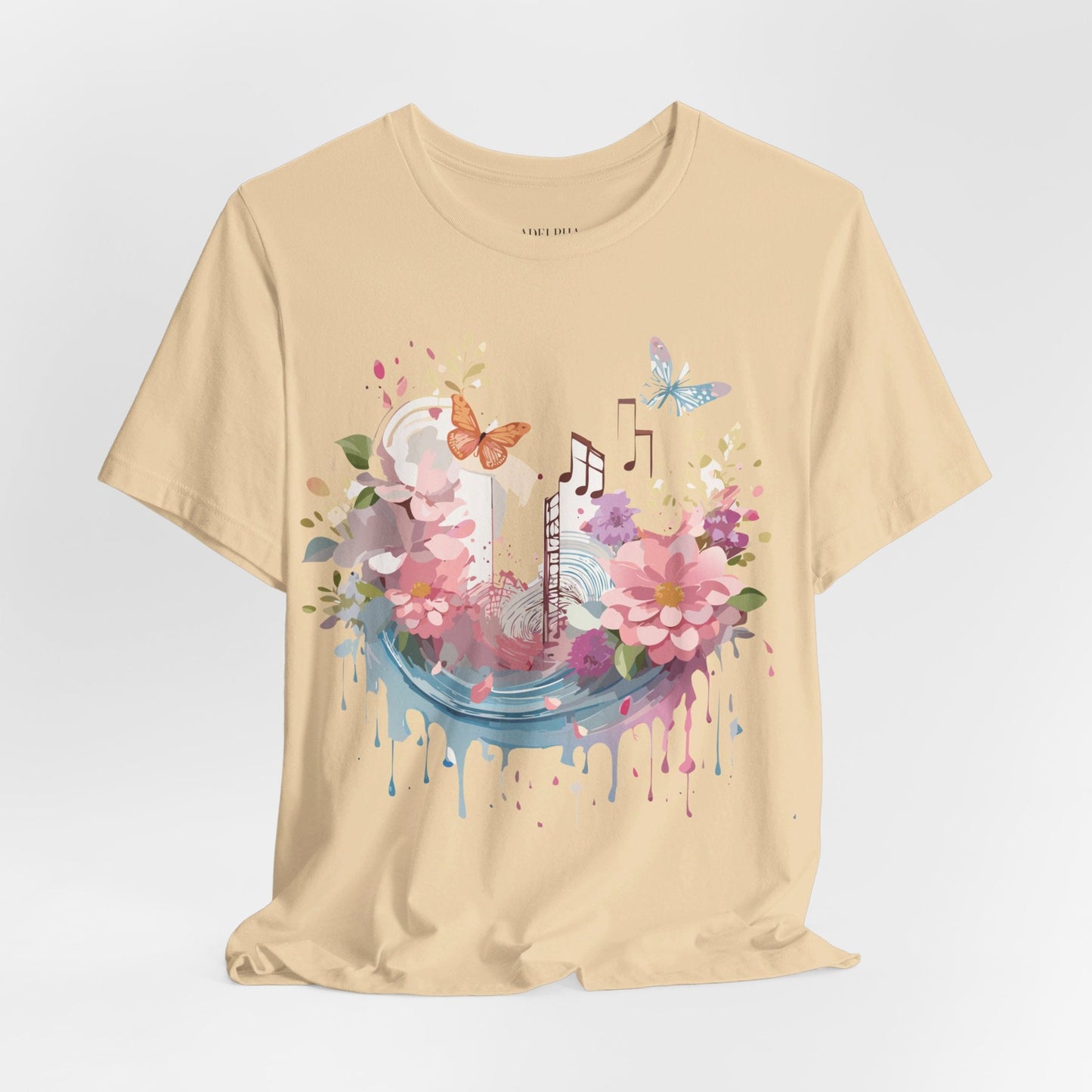 Music Graphic Unisex 100 Cotton Vintage Art with Musical Elements Tee 122