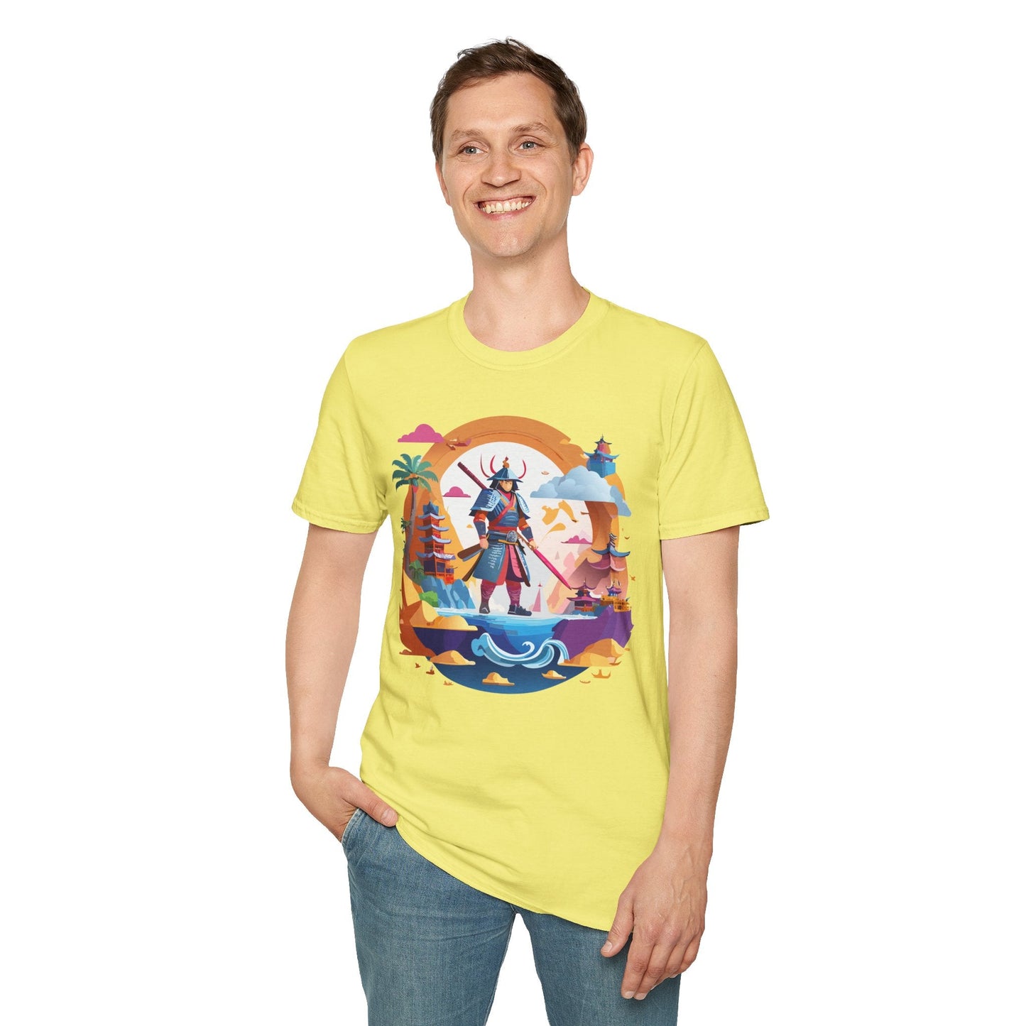 Samurai T Shirt Unisex Gildan Softstyle 64000 100 Percent Ring Spun Cotton Lightweight Tee