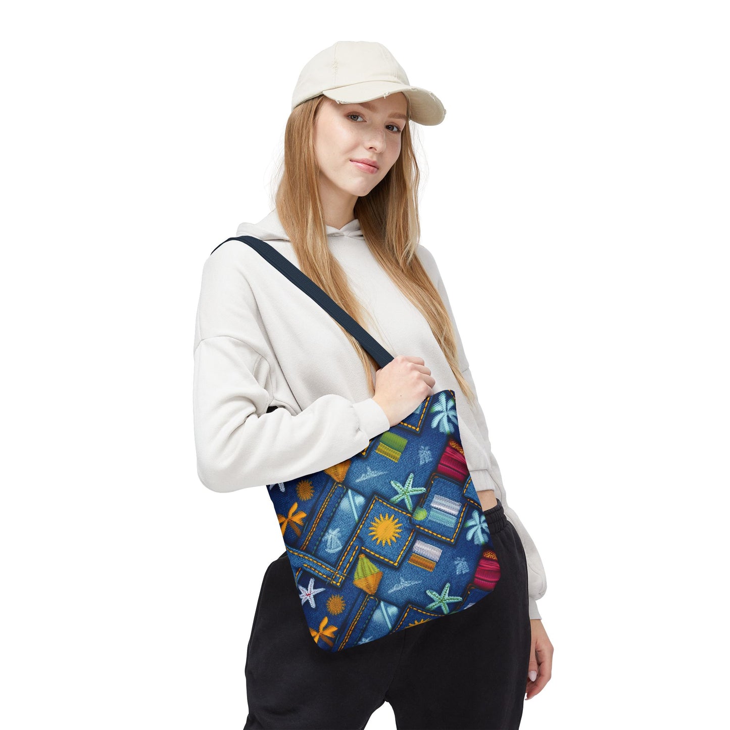 DENIM PRINT CANVAS BAG HIGH-QUALITY 100% SPUN POLY 3 SIZES CANVAS BAG-182-2