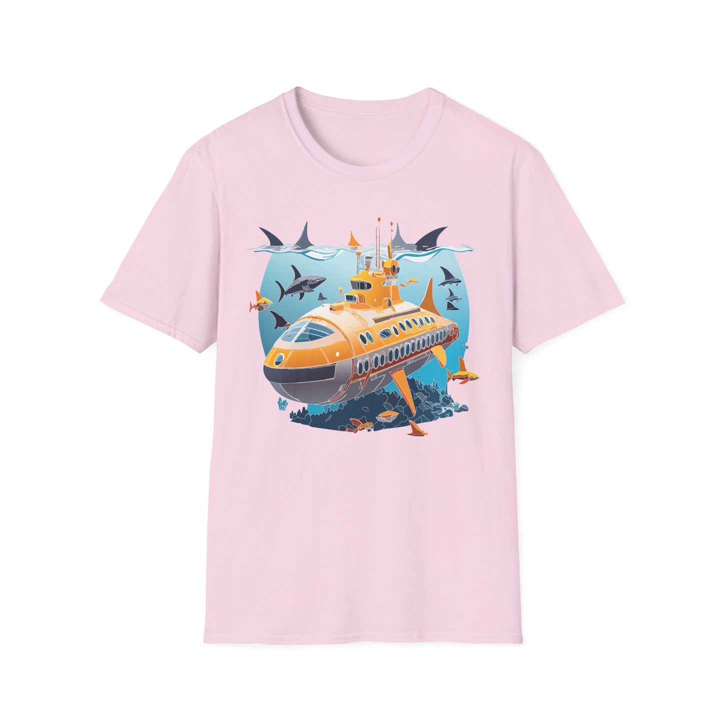 Ocean Themed Unisex Gildan Softstyle 64000 Short Sleeve T Shirt With Ocean Art Design