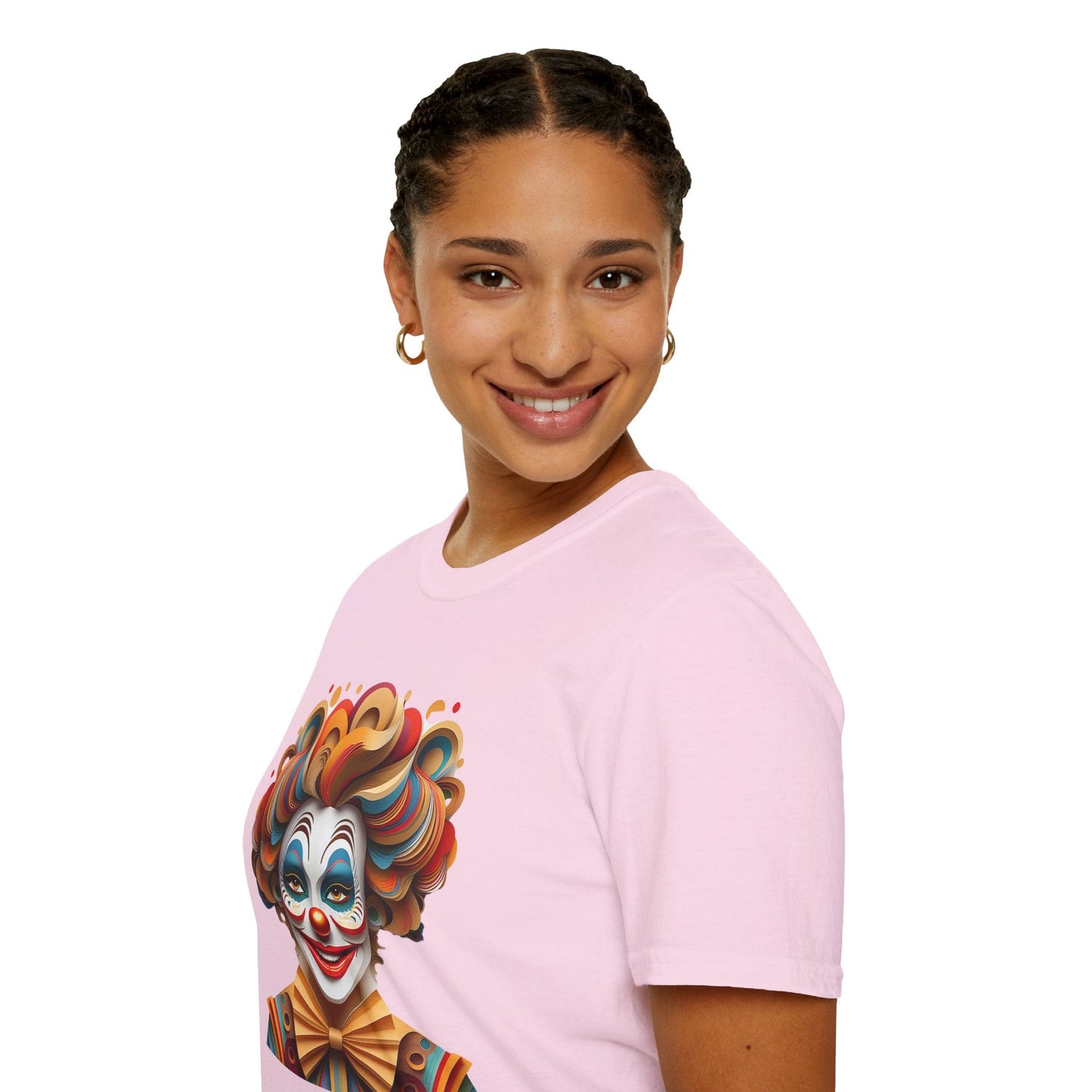 Unisex Clown Shirt Funny Man Circus Tee Short Sleeve Gildan Softstyle 64000 Cotton