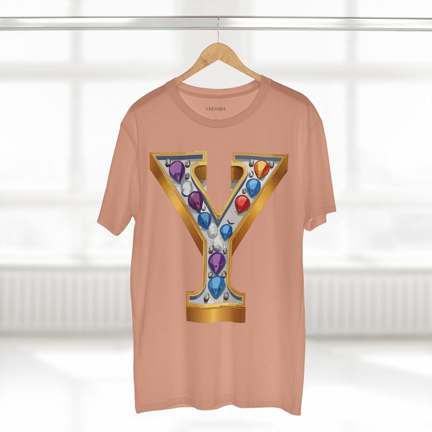 Letter Y Graphic Design Tee Unisex 100 Cotton With Antique Gold Letters Artwork T-Shirt