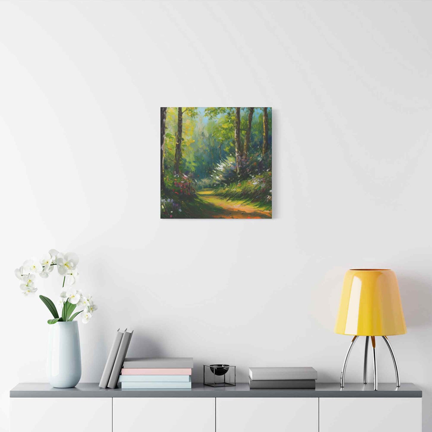 Summer Forest Print Canvas, Oil Paint Print 20x20, 24x24, 30x30, 32x32, 36x36 Art Design Print Pine-Wood Inner Frame MC-88
