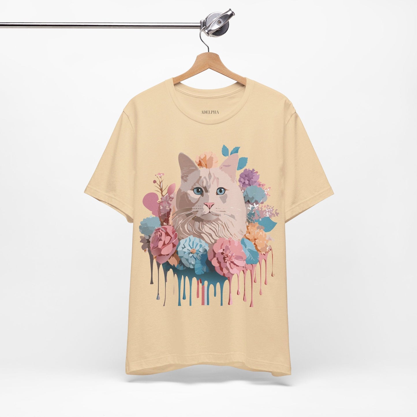 Cat Graphic Tee Unisex Short Sleeve Shirt With Vintage Art Adelpha
