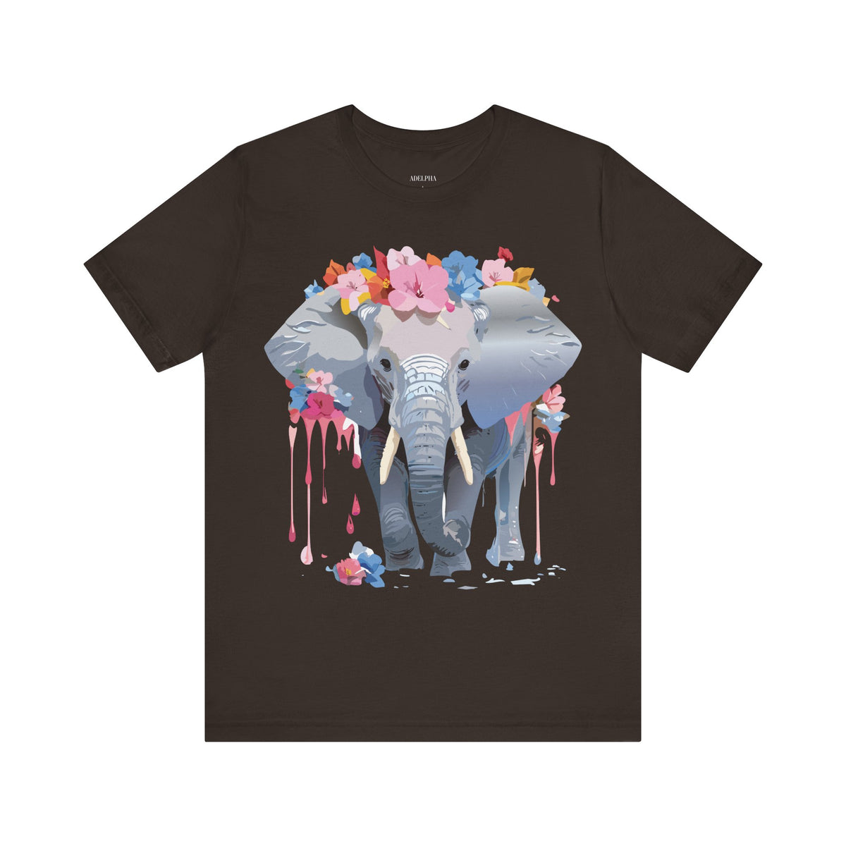Elephant Graphic Unisex Cotton Bella+Canvas Tee with Art Animal Design d15