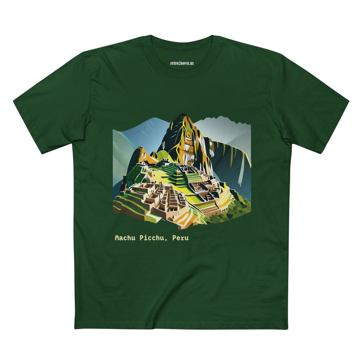 Retro2Nova Machu Picchu Travel Shirt Unisex Art Tee Premium Cotton Staple Tee With Original Design