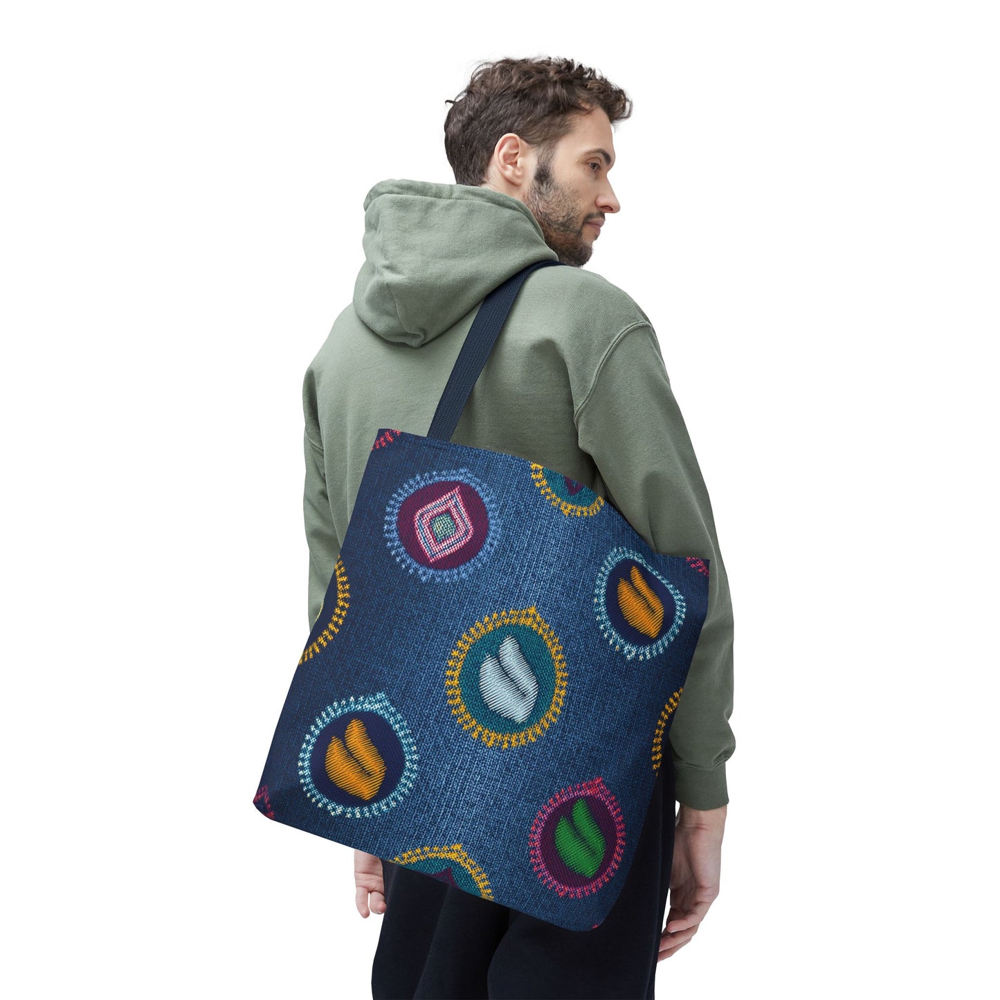 Diwali Graphic Denim Fabric Imitation Print Unisex Canvas Bag Poly Spun 3 Sizes Tote Bag 205-18