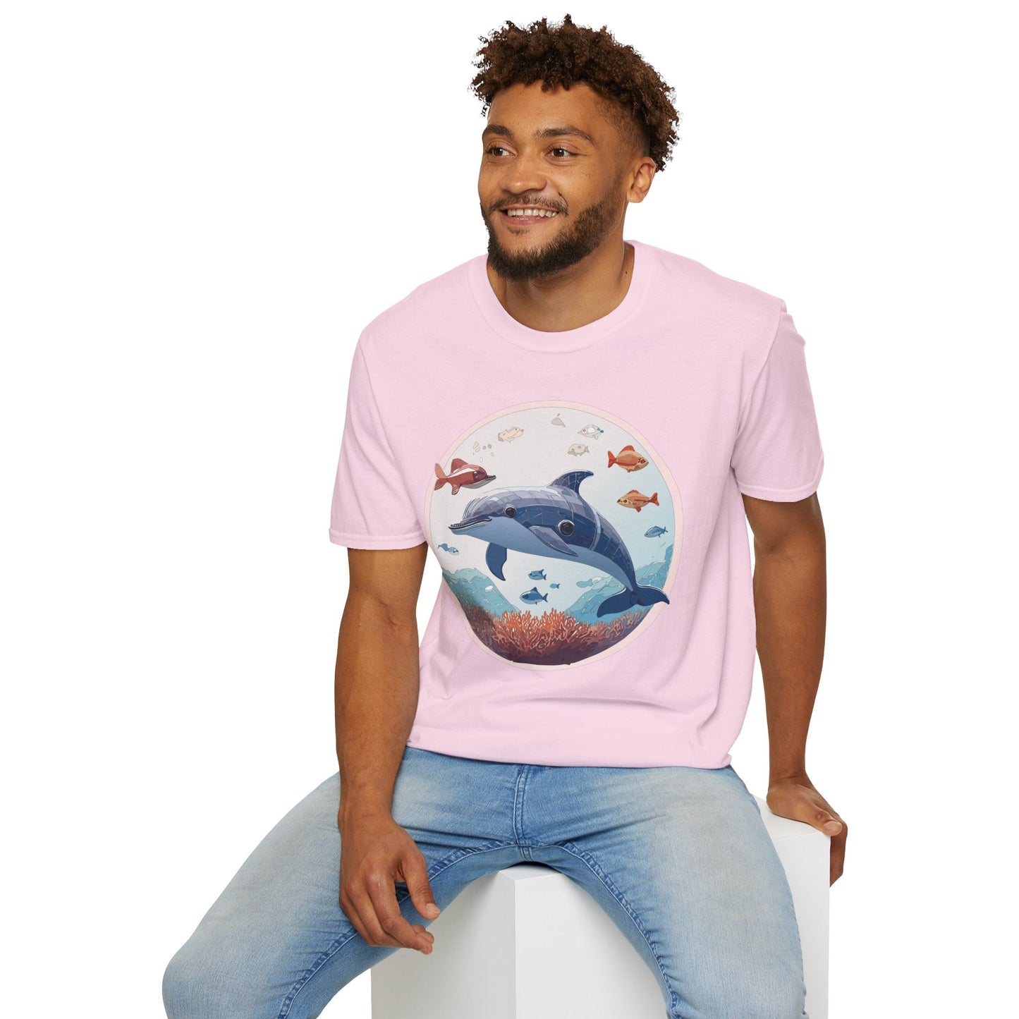 Dolphin Shirt Unisex Softstyle Tee One Hundred Percent Ring Spun Cotton Lightweight Comfort