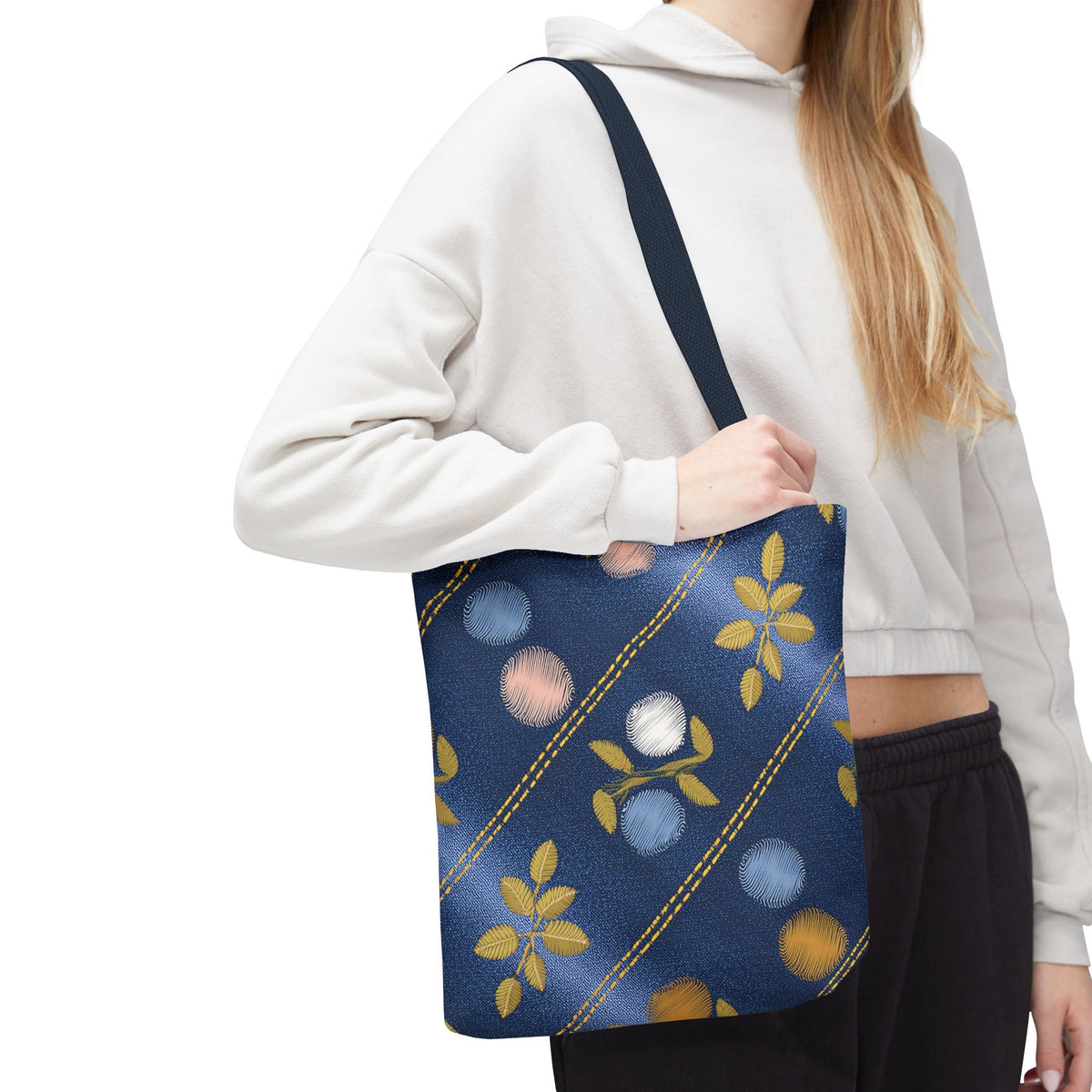 Denim Fabric Imitation Print Unisex Canvas Bag Poly Spun 3 Sizes Tote Bag 122