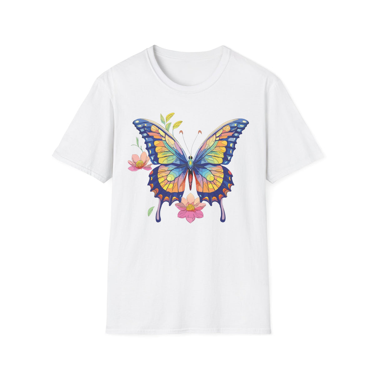 Butterfly Watercolor T-Shirt — Colorful Floral Monarch Graphic Tee Unisex 100 Cotton Gildan T-Shirt