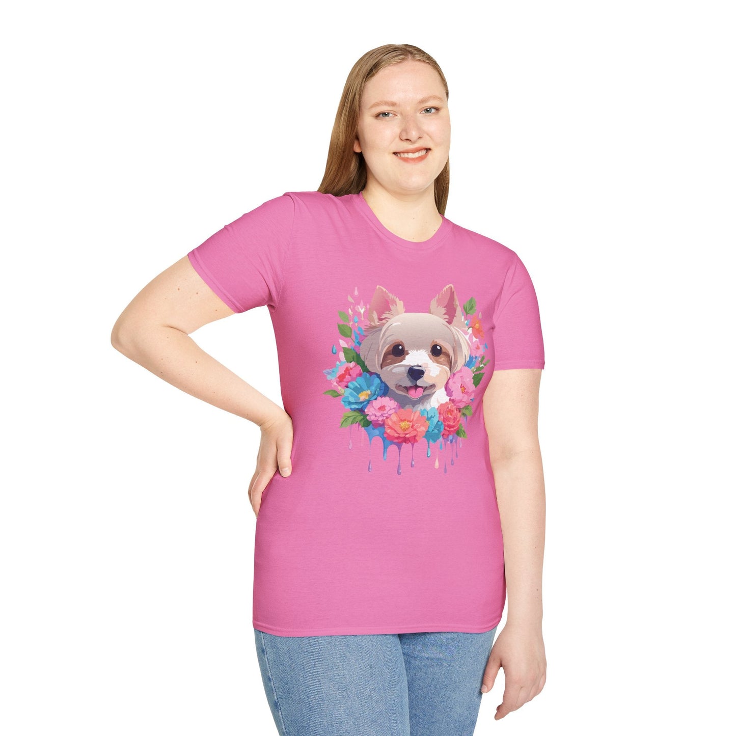 Unisex Gildan Softstyle Animal Print Dog Shirt Tee 100 Percent Cotton