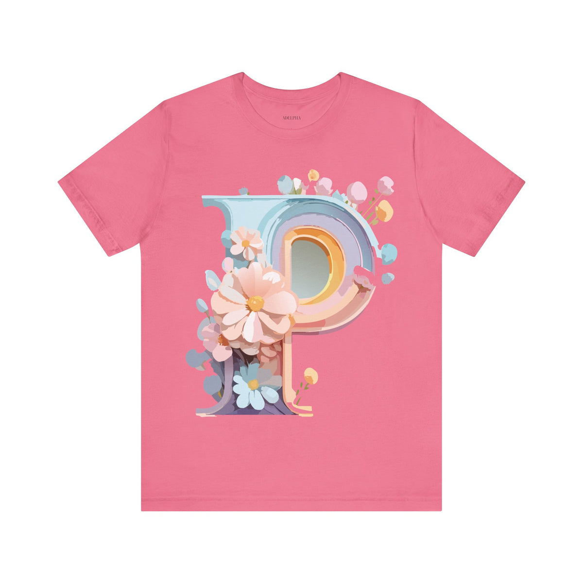 Letter P Graphic Unisex Cotton Bella+Canvas Tee with Art Letter Design